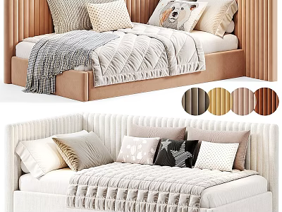 Stylish Children's Bed with Soft Pillows Cozy Blanket and Multiple Color Options 3d model