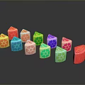 Colorful Square Shaped Desserts With Flower Patterns And Vibrant Colors