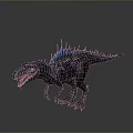 Realistic 3D Dinosaur Model With Colorful Spikes Open Mouth And Vibrant Scales