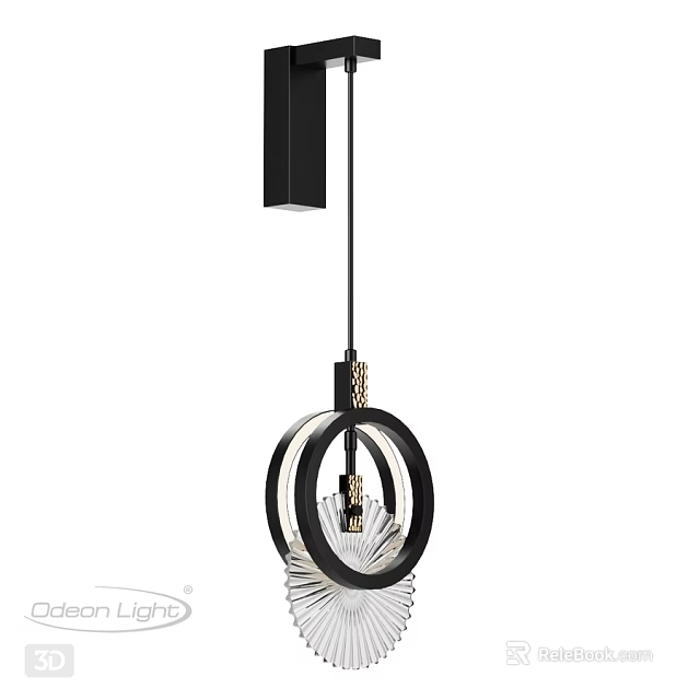 Modern Wall Lamp Design With Black Metal Frame And Transparent Glass Shade 3d model 