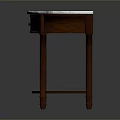 Classic Dining Table With Curved Marble Top Wooden Frame And Drawer