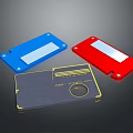 Colorful Computer SSD Enclosures in Blue Red and Gray with Metal Label Area