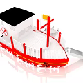 Red Ship Shaped Outdoor Playground Equipment With Slides Cabin Safety Railing And Lifebuoy