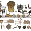 Traditional Handmade Garden Ornaments With Wooden Straw Clay Decorative Pieces and Farmhouse Elements