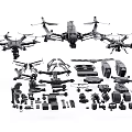 Smart Drones With Multiple Models And Assorted Components Parts And Accessories 3d model