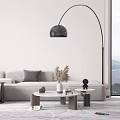 Modern Living Room with L shaped Sofa Coffee Table Floor Lamp and Mountain View Window