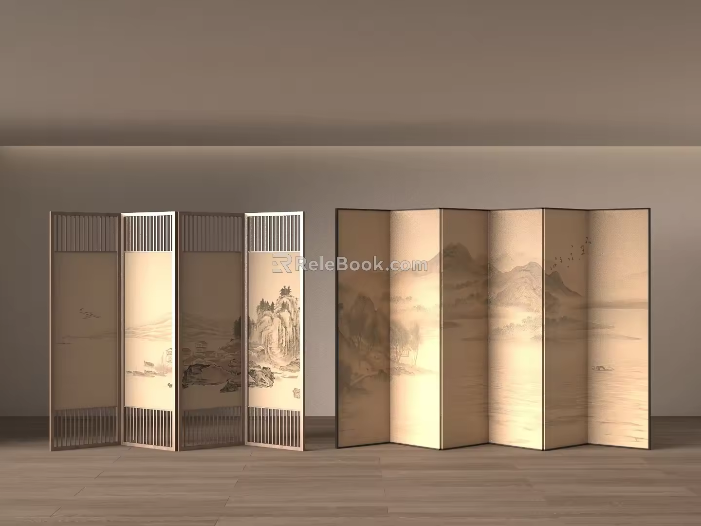 New Chinese Screen New Chinese Screen Partition Foldable Screen 3d model