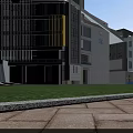 Aerial Planning of Commercial Building Complex With Parking Lots Vehicles Roads and Green Areas