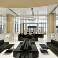 Modern Service Hall Interior With Self Service Terminals And Reception Desk