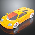 Yellow Sports Car Model with Sleek Design Transparent Roof and Silver Wheels
