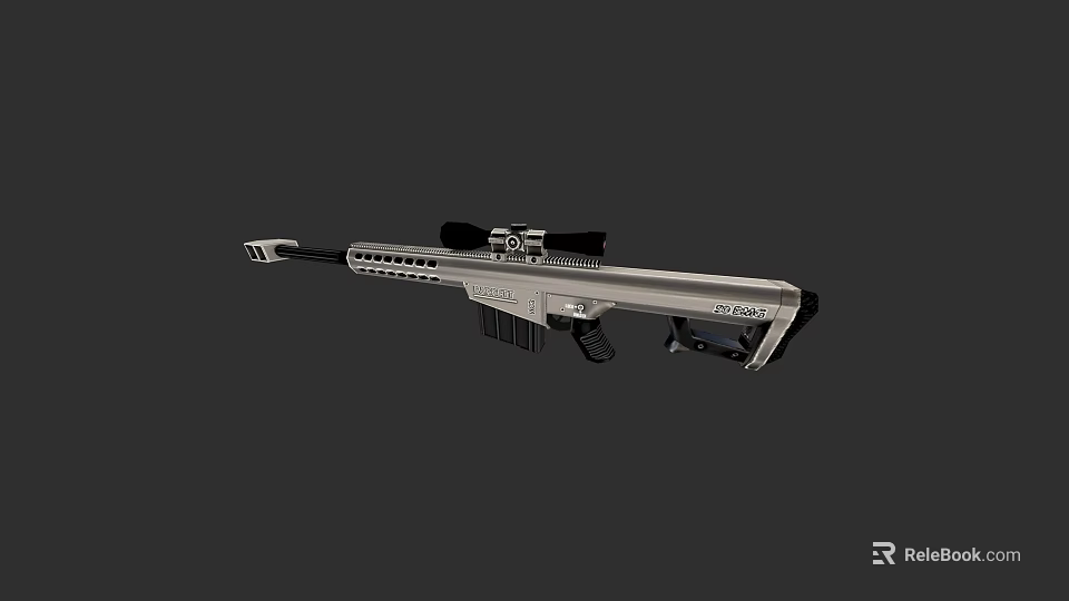 Modern Sniper Rifle With Tactical Scope Metallic Body And Magazine 3d model 