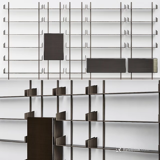 Modern Open Storage Shelf Unit With Sleek Metal Multi Layer Design 3d model 