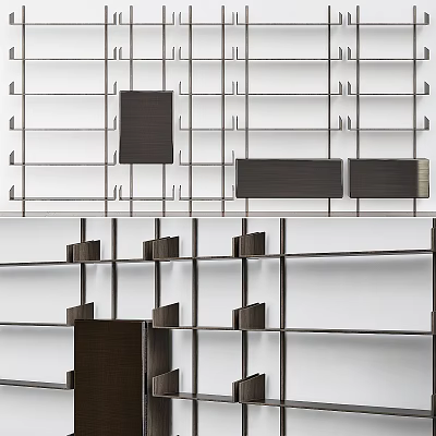 Modern Open Storage Shelf Unit With Sleek Metal Multi Layer Design 3d model
