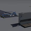 Industrial Equipment Layout with Cranes Conveyors and Production Machinery in Factory