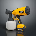 Powerful POWLI Electric Spray Gun With Yellow Black Design And White Container Battery