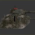 Weathered Military Tank Featuring Turret Cannon Armored Tracks And Texture Details