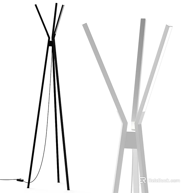 Modern Minimalist Floor Lamp With Geometric Multi Pole Design In Black And White 3d model 