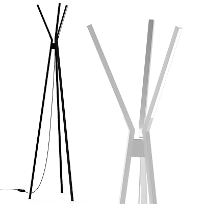 Modern Minimalist Floor Lamp With Geometric Multi Pole Design In Black And White 3d model