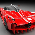 Red Supercar With Sleek Design Black Roof And White Racing Stripes Sporty Exterior