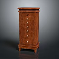 Traditional Wooden Decorative Cabinet with Multiple Drawers and Metal Handles Dark Brown Finish