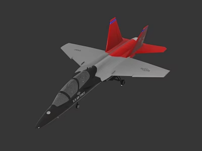 Gray Black And Red Fighter Jet With Red Tail And Cockpit 3D Model Design 3d model