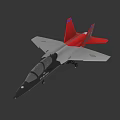 Gray Black And Red Fighter Jet With Red Tail And Cockpit 3D Model Design