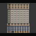 Cartoon Scenery Multi Story Building With Detailed Windows And Ground Floor Shop Fronts