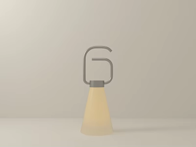 Modern Minimalist Floor Lamp With Gray Metal Curved Stand and Beige Cone Shaped Fabric Shade 3d model