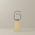 Modern Minimalist Floor Lamp With Gray Metal Curved Stand and Beige Cone Shaped Fabric Shade