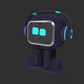 Interactive Electric Toy Robot With Light Up Headphones Blue Screen And Purple Design