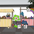 Outdoor Kids Party Setup With Colorful Balloons Striped Tent And Rainbow Decorations