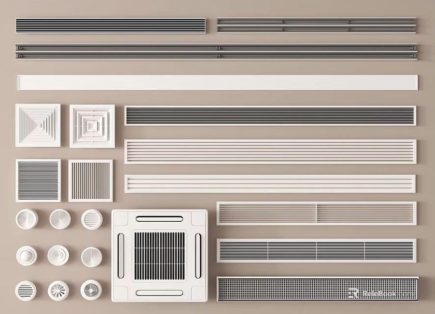 Various Air Conditioner Vents With Modern Designs And Different Styles For Home 3d model 