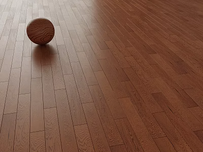 Warm Brown Hardwood Flooring With Round Wooden Ball And Natural Grain Texture 3d model
