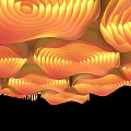Artistic Modern Ceiling With Wavy Warm Orange Patterns And Soft Decorative Lighting 3d model
