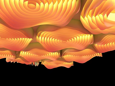Artistic Modern Ceiling With Wavy Warm Orange Patterns And Soft Decorative Lighting 3d model