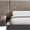 Modern Double Bed With Upholstered Headboard Bed Frame And Decorative Pillows 3d model