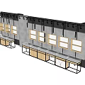 Modern Retail Display Shelves With Wall Mounted Cabinets Countertops Metal Frames And Spotlights