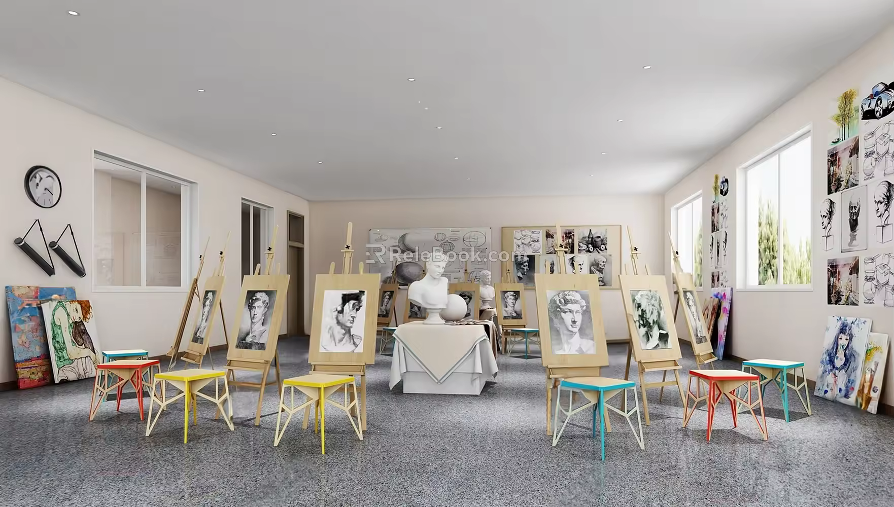 drawing room drawing board classroom 3d model