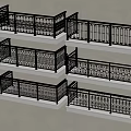 Black Metal Balcony Railings With Intricate Patterns On Multiple Levels Light Beige Wall Background