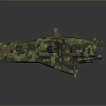 Sci Fi Mechanical Device With Green Blue Lights Complex Structure And Metallic Design