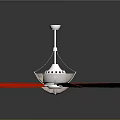 Modern Ceiling Fan With Red Blades Silver Metal And Transparent Center