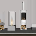 Various Modern Fireplace Designs With Glass Panels And Stacked Firewood In Minimalist Interior