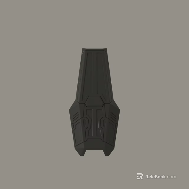 Futuristic Black Geometric Mechanical Component 3D Model With Detailed Angular Structure 3d model 