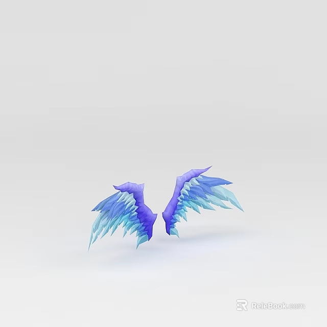 Tech Exhibition Hall Displaying 3D Purple Blue Gradient Wing Models With Futuristic Design 3d model 