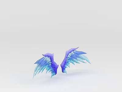 Tech Exhibition Hall Displaying 3D Purple Blue Gradient Wing Models With Futuristic Design 3d model