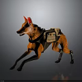 Orange Hyena Running With Mechanical Legs And Equipment Harness