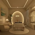 SPA Sauna Interior Design With Massage Table Hanging Robes Comfortable Seating And Soft Lighting 3d model