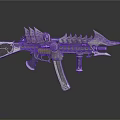 Futuristic Metallic Assault Rifle With Spiked Details And Mechanical Accents
