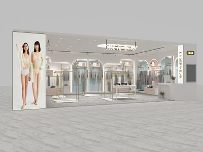 Modern Clothing Store Interior With Mannequins Clothing Racks And Display Areas 3d model