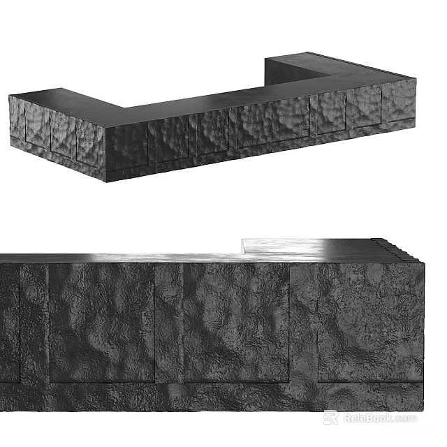Textured Black Bar Counter Design With Modern Interior Features And Sleek Surface 3d model 